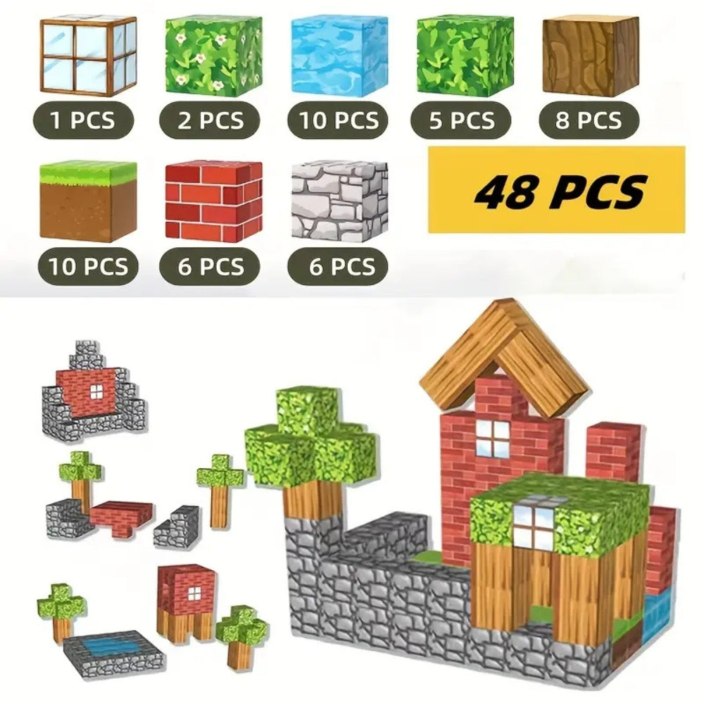 48/64/100pcs Magnetic Building Block Set