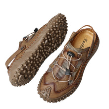 Men's Large Soft Leather Mesh Casual Beach Sandals