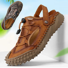 Men's Large Soft Leather Mesh Casual Beach Sandals