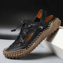 Men's Large Soft Leather Mesh Casual Beach Sandals