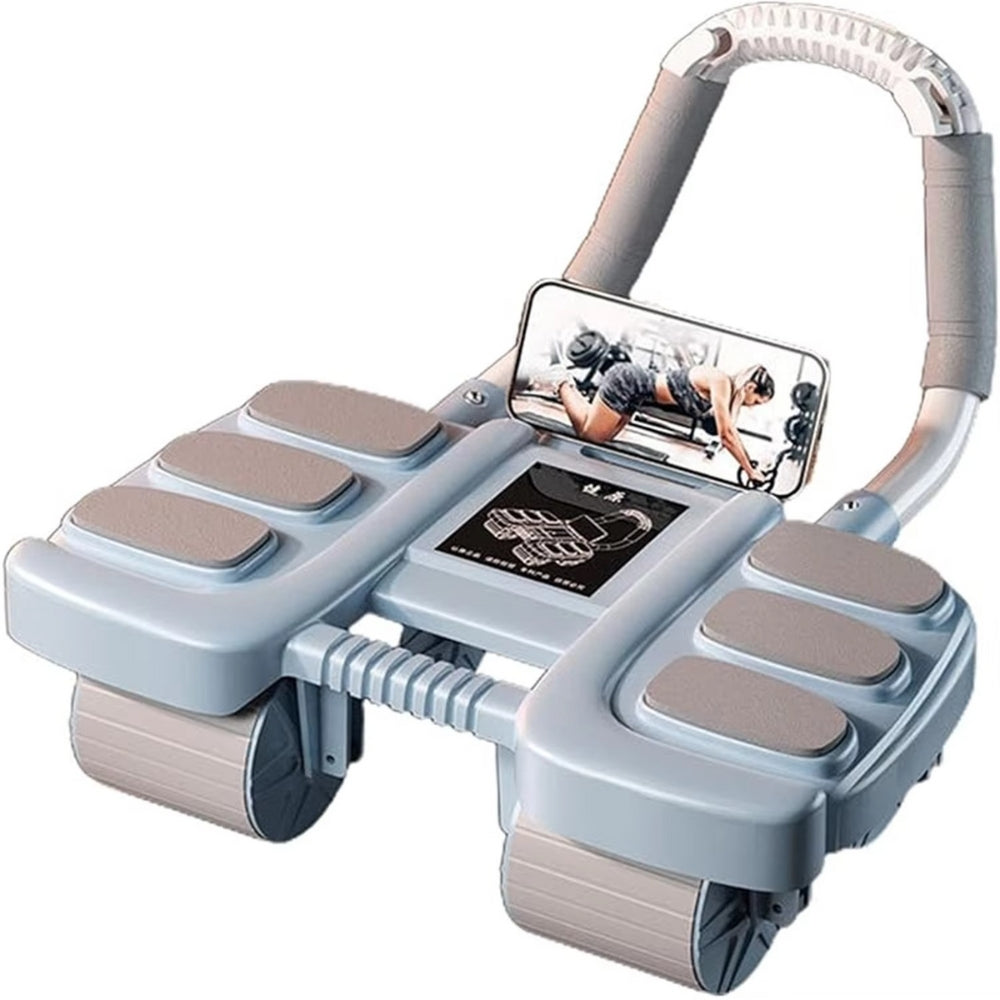 Automatic Rebound Abdominal Wheel Roller with Elbow Support and Phone Holder