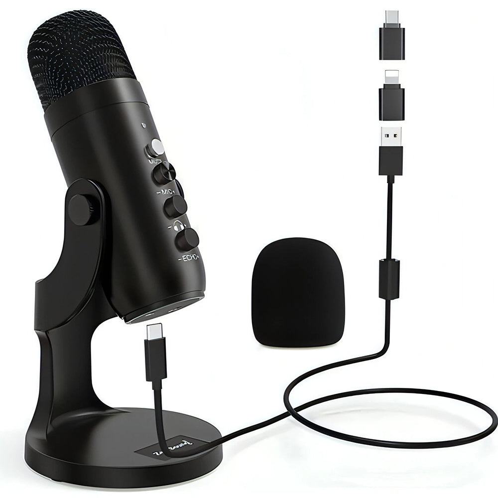 Condenser Microphone USB Tabletop Mic For Studio Recording YouTube Live