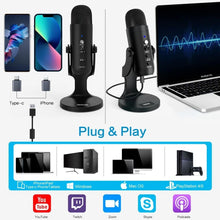 Condenser Microphone USB Tabletop Mic For Studio Recording YouTube Live