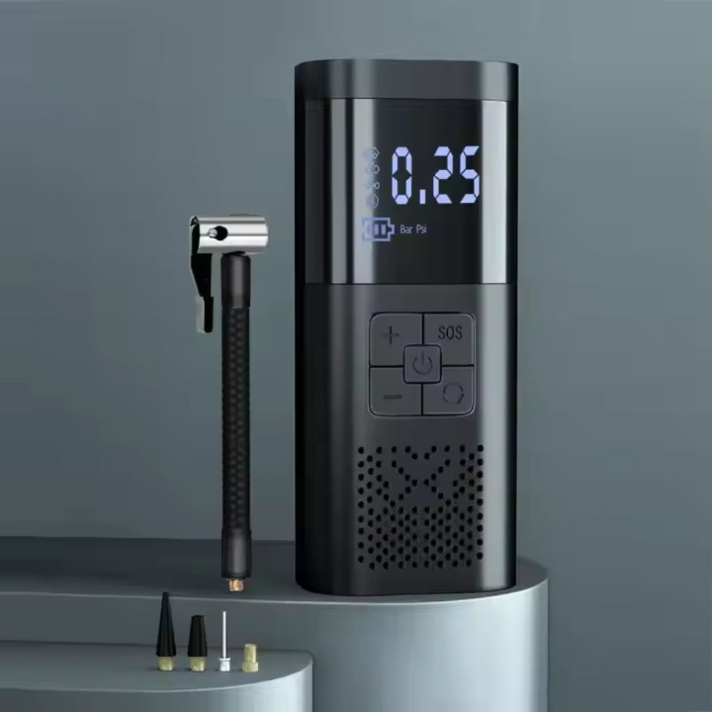 Cordless Tire Inflator Portable Air Compressor with Digital Gauge and LED Light