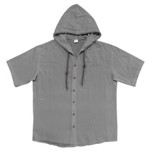 Breathable Loose Fit Short Sleeve Lightweight Linen Hooded Shirt