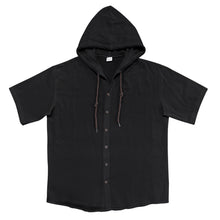 Breathable Loose Fit Short Sleeve Lightweight Linen Hooded Shirt