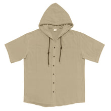 Breathable Loose Fit Short Sleeve Lightweight Linen Hooded Shirt