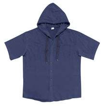 Breathable Loose Fit Short Sleeve Lightweight Linen Hooded Shirt