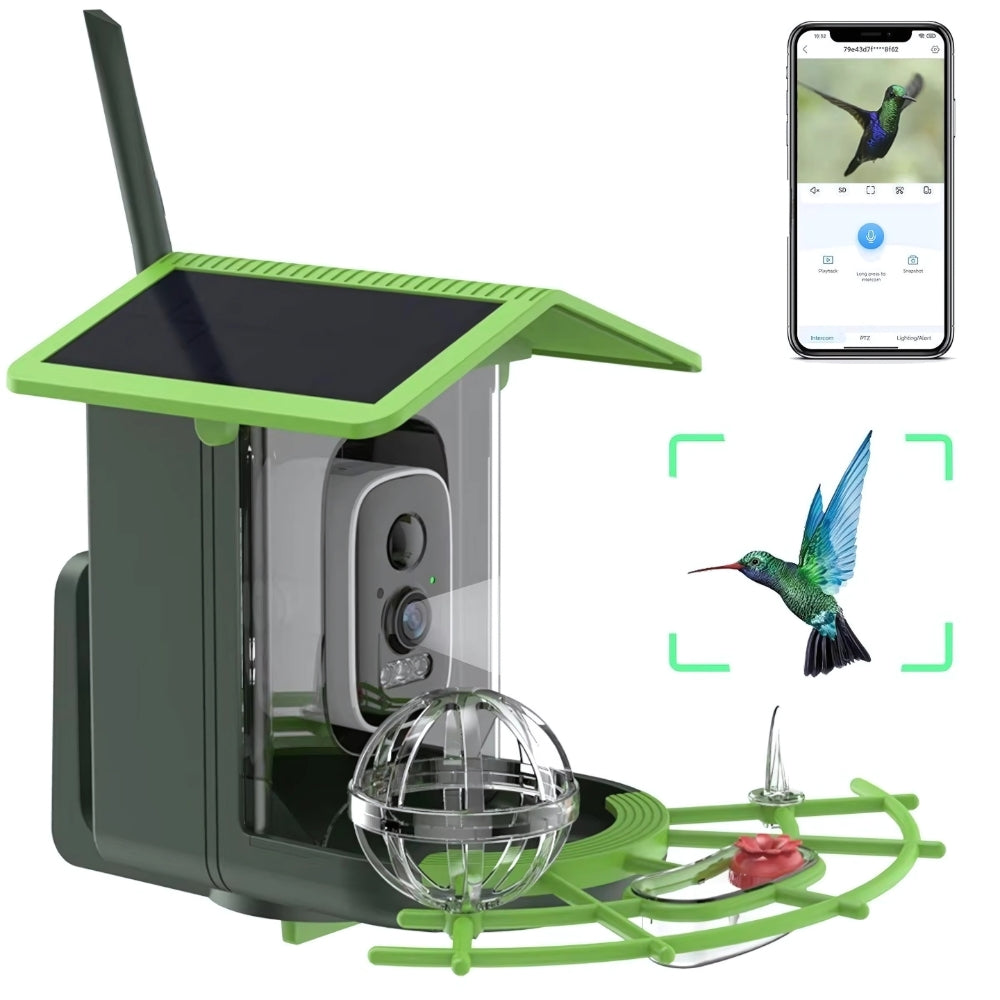 2K HD Bird Feeder Camera WiFi Solar Powered with Battery and Alerts