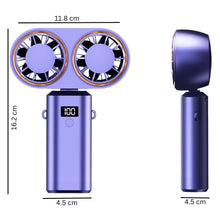 Compact Rechargeable Handheld Fan with Dual Coolers and Digital Display