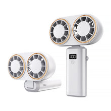 Compact Rechargeable Handheld Fan with Dual Coolers and Digital Display