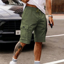Multi Pocket Drawstring Plain Breathable Men's Cargo Shorts
