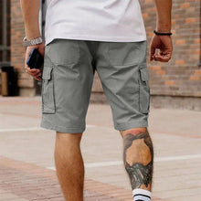 Multi Pocket Drawstring Plain Breathable Men's Cargo Shorts