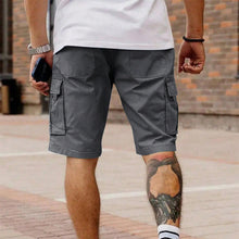 Multi Pocket Drawstring Plain Breathable Men's Cargo Shorts
