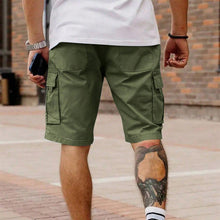 Multi Pocket Drawstring Plain Breathable Men's Cargo Shorts