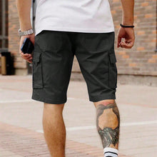 Multi Pocket Drawstring Plain Breathable Men's Cargo Shorts