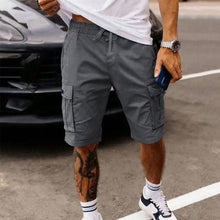 Multi Pocket Drawstring Plain Breathable Men's Cargo Shorts