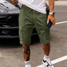 Multi Pocket Drawstring Plain Breathable Men's Cargo Shorts