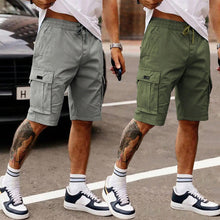 Multi Pocket Drawstring Plain Breathable Men's Cargo Shorts