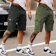Multi Pocket Drawstring Plain Breathable Men's Cargo Shorts