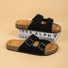 Adjustable Double Buckle Straps Retro Slide Sandals