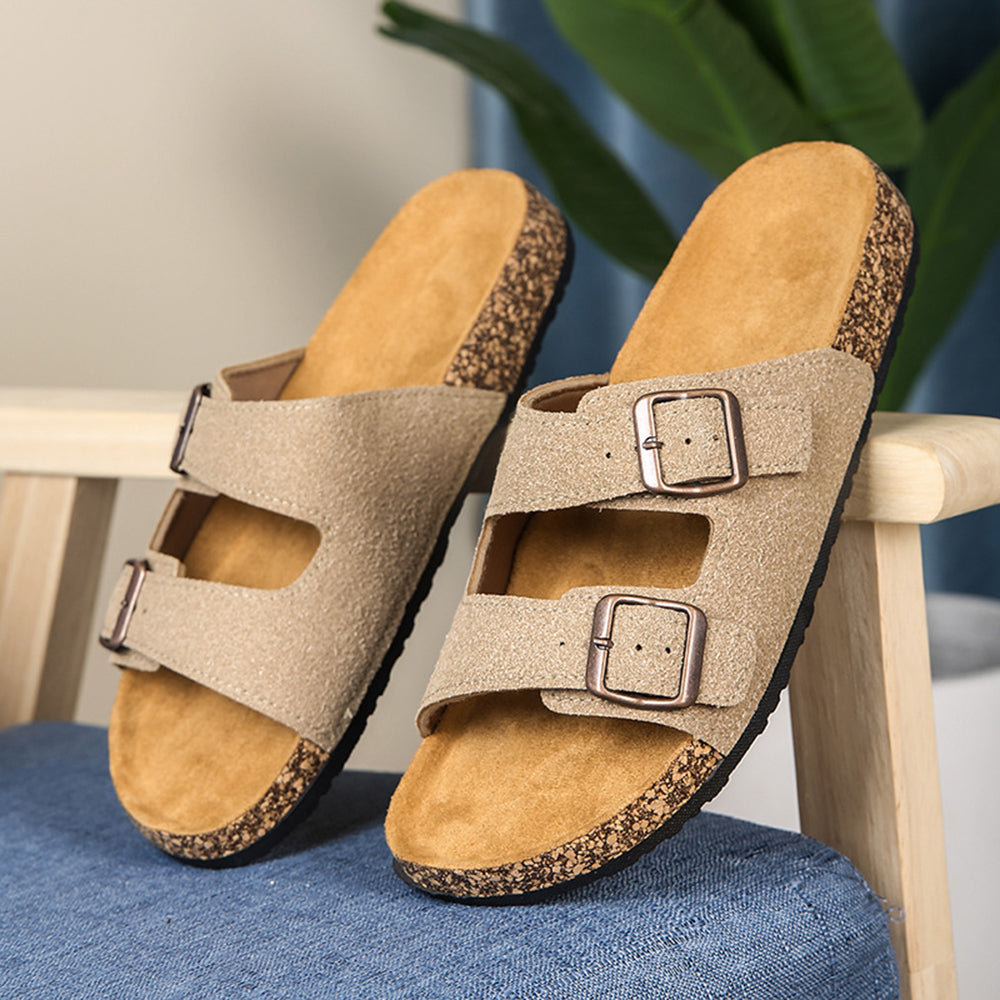 Adjustable Double Buckle Straps Retro Slide Sandals