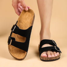 Adjustable Double Buckle Straps Retro Slide Sandals