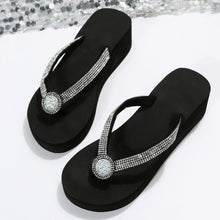 Glittering Platform Heeled Flip Flops