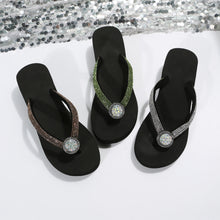 Glittering Platform Heeled Flip Flops