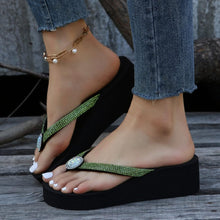 Glittering Platform Heeled Flip Flops