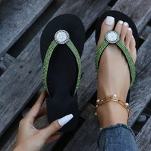 Glittering Platform Heeled Flip Flops