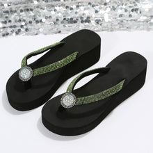 Glittering Platform Heeled Flip Flops