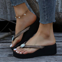 Glittering Platform Heeled Flip Flops