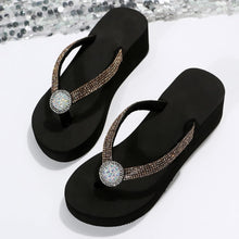 Glittering Platform Heeled Flip Flops
