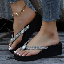 Glittering Platform Heeled Flip Flops