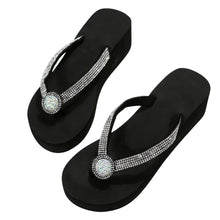 Glittering Platform Heeled Flip Flops