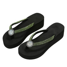 Glittering Platform Heeled Flip Flops