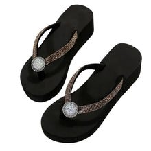 Glittering Platform Heeled Flip Flops