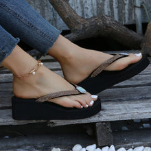 Glittering Platform Heeled Flip Flops