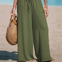 3pcs Women Wide Leg Pants High Waist Flowy Beach Trousers