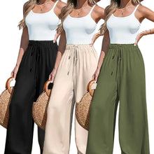 3pcs Women Wide Leg Pants High Waist Flowy Beach Trousers