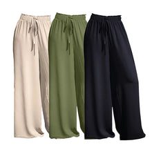 3pcs Women Wide Leg Pants High Waist Flowy Beach Trousers