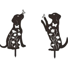 2pcs Black Dog Silhouette Outdoor Art Display Garden Stakes