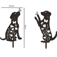 2pcs Black Dog Silhouette Outdoor Art Display Garden Stakes