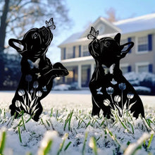 2pcs Black Dog Silhouette Outdoor Art Display Garden Stakes