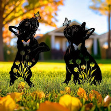 2pcs Black Dog Silhouette Outdoor Art Display Garden Stakes