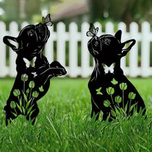 2pcs Black Dog Silhouette Outdoor Art Display Garden Stakes