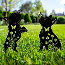 2pcs Black Dog Silhouette Outdoor Art Display Garden Stakes