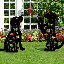 2pcs Black Dog Silhouette Outdoor Art Display Garden Stakes