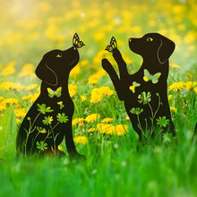 2pcs Black Dog Silhouette Outdoor Art Display Garden Stakes